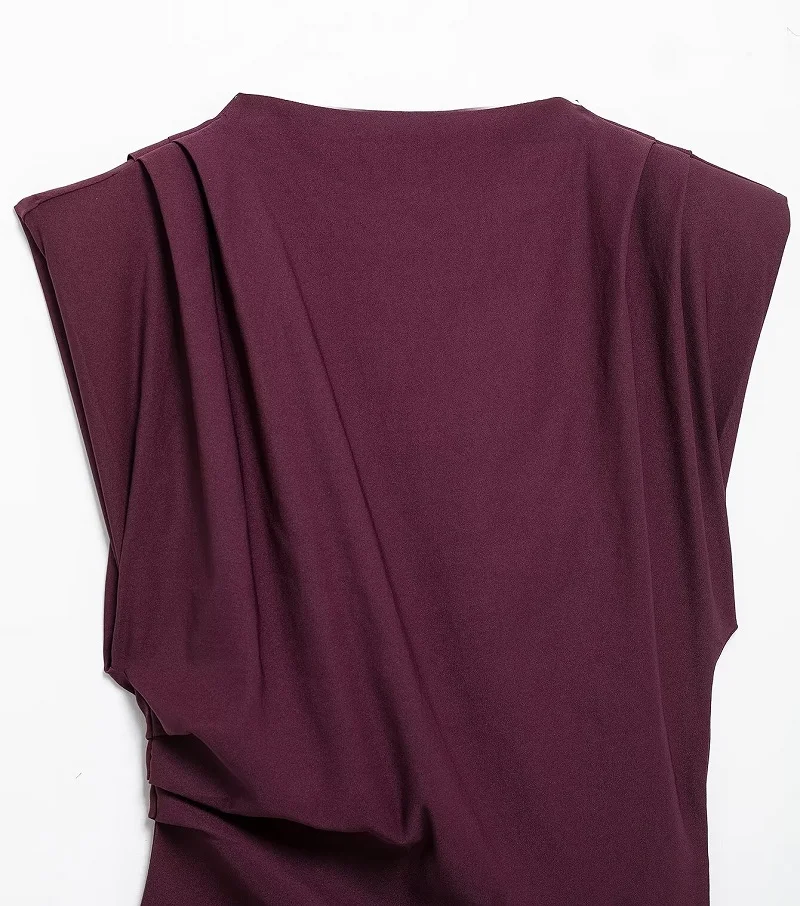 MUJER Asymmetric Tank Top Female Ruched Sleeveless Tops for Women High Neck Strapless Top Women Fashion Aesthetic Tops Woman