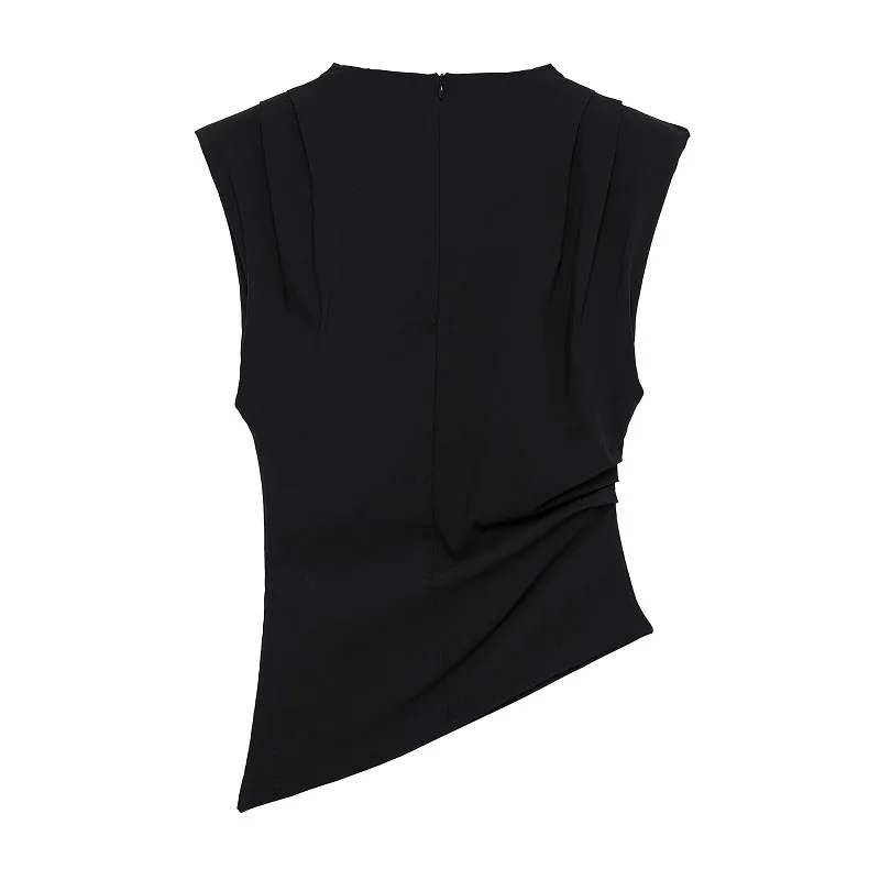 MUJER Asymmetric Tank Top Female Ruched Sleeveless Tops for Women High Neck Strapless Top Women Fashion Aesthetic Tops Woman