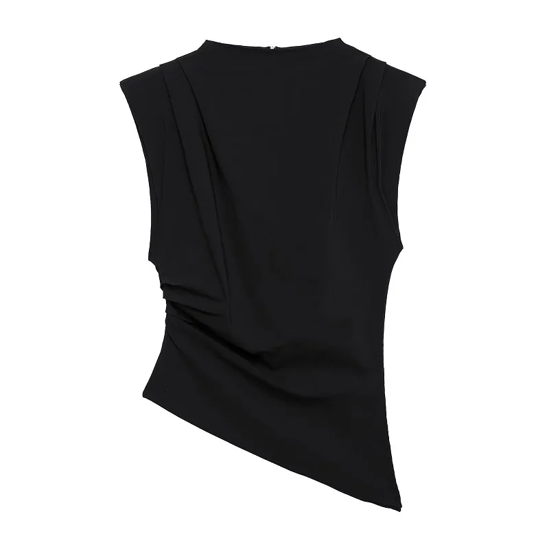 MUJER Asymmetric Tank Top Female Ruched Sleeveless Tops for Women High Neck Strapless Top Women Fashion Aesthetic Tops Woman
