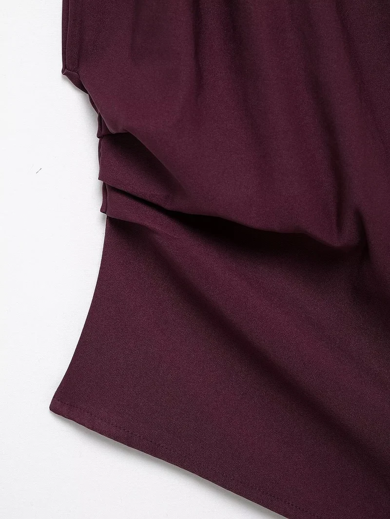 MUJER Asymmetric Tank Top Female Ruched Sleeveless Tops for Women High Neck Strapless Top Women Fashion Aesthetic Tops Woman