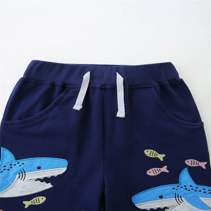 Jumping Meters Summer Shorts For Boys Girls Pockets Stripe Baby Drawstring Toddler Short Pants Fashion Kids Clothes