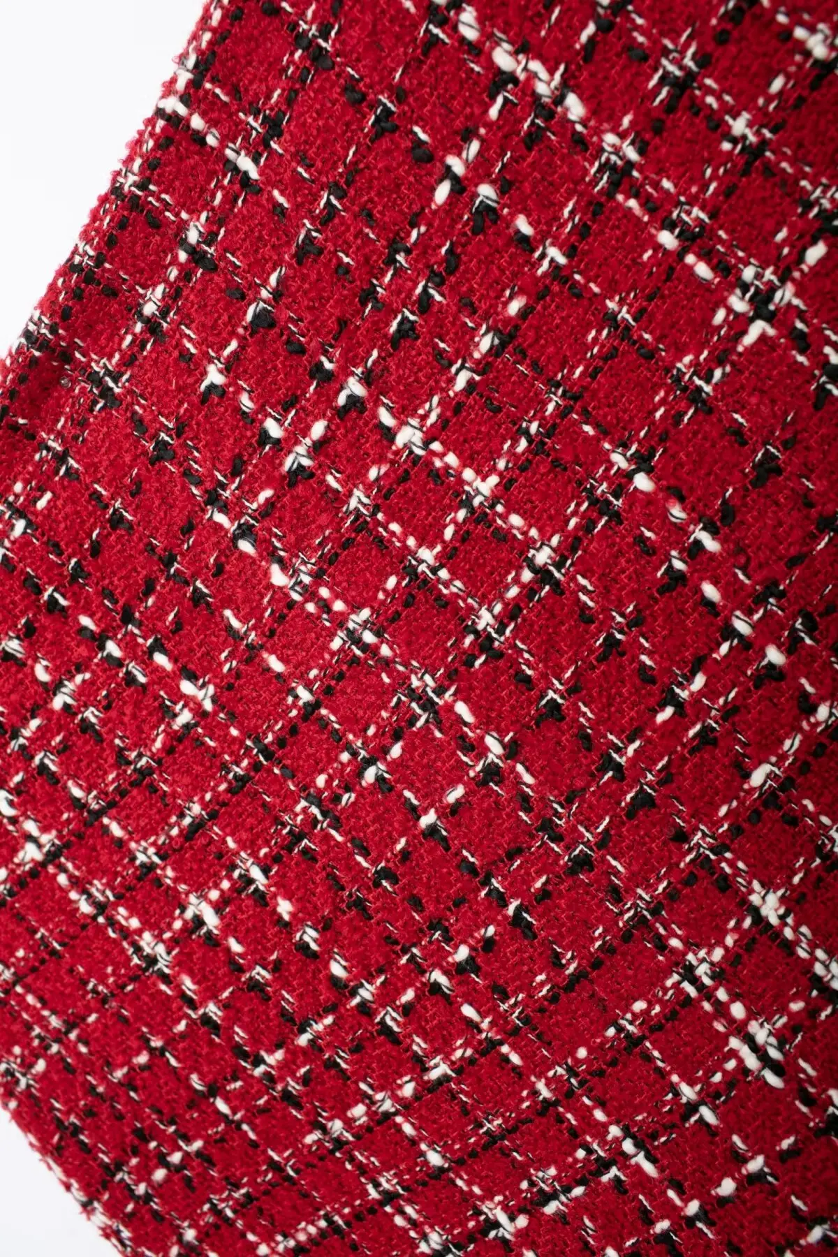 HH Women Vintage Red Plaid Tweed Coat Slim Turn Down Collar Long Sleeve Jacket Autumn Fashion Lady High Street Outwear