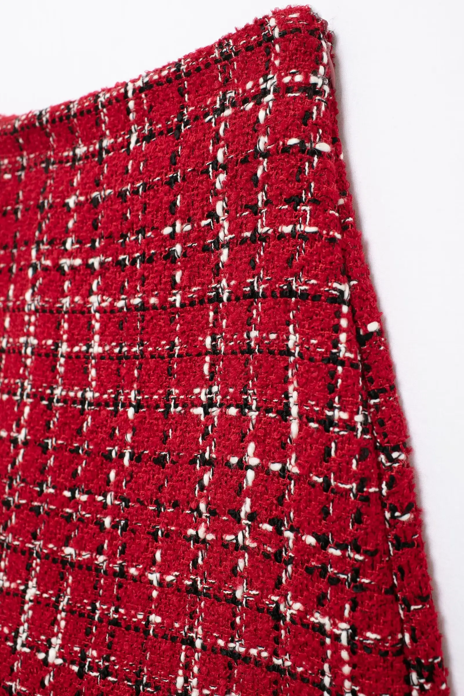 HH Women Vintage Red Plaid Tweed Coat Slim Turn Down Collar Long Sleeve Jacket Autumn Fashion Lady High Street Outwear