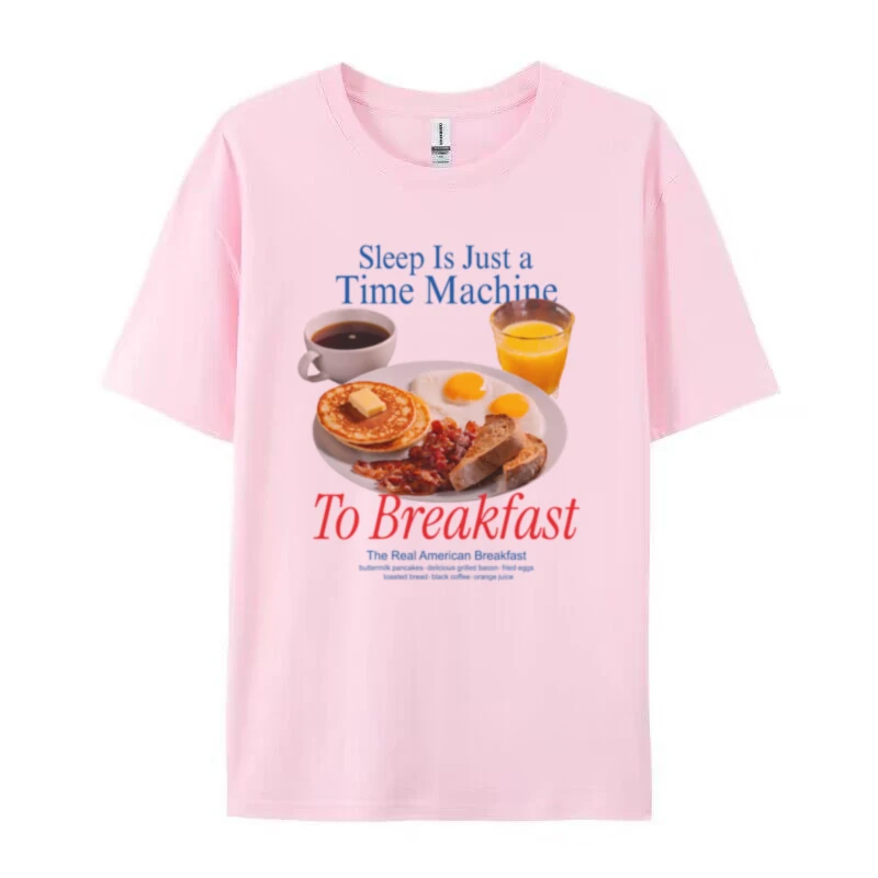 Women Oversized Breakfast Y2k Streetwear Graphic Tees Funny Meme T Shirt Cute Food Lover Shirt Unisex Grunge Aesthetic Clothes