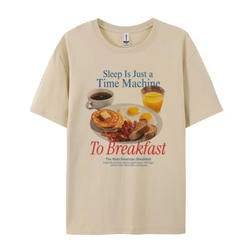 Women Oversized Breakfast Y2k Streetwear Graphic Tees Funny Meme T Shirt Cute Food Lover Shirt Unisex Grunge Aesthetic Clothes