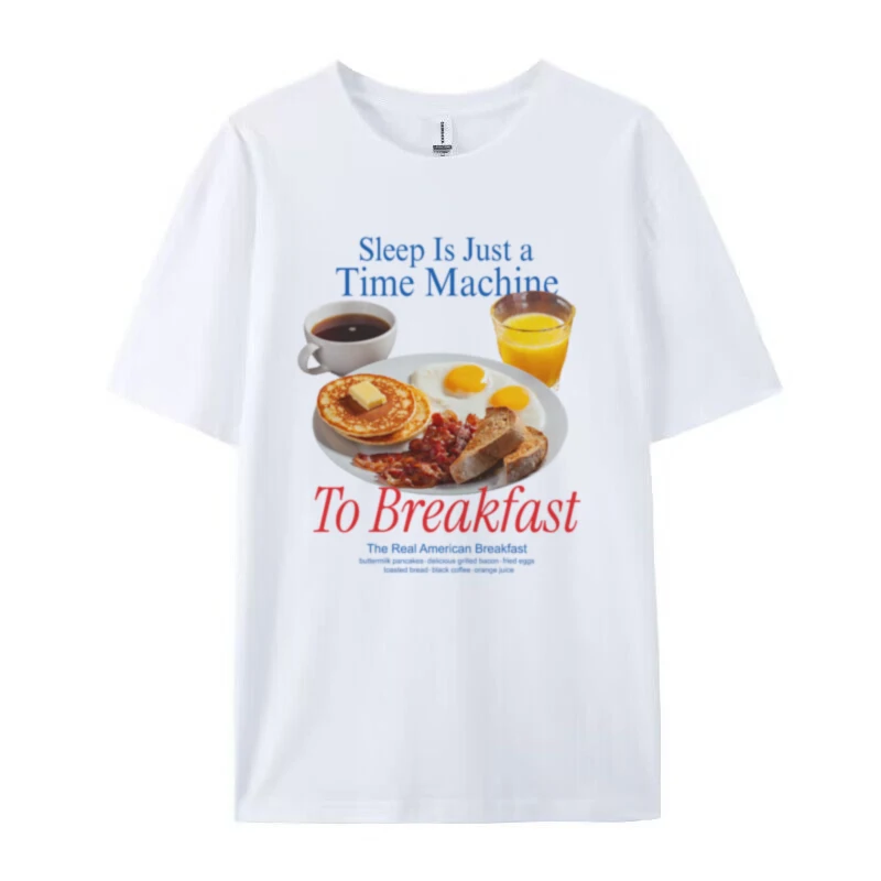 Women Oversized Breakfast Y2k Streetwear Graphic Tees Funny Meme T Shirt Cute Food Lover Shirt Unisex Grunge Aesthetic Clothes