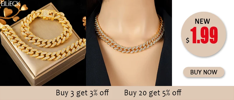 EILIECK 316L Stainless Steel Metal Cuban Chain Neckalces Bracelet Jewelry Set For Women Gold Color Neck Chain Collar Bijoux