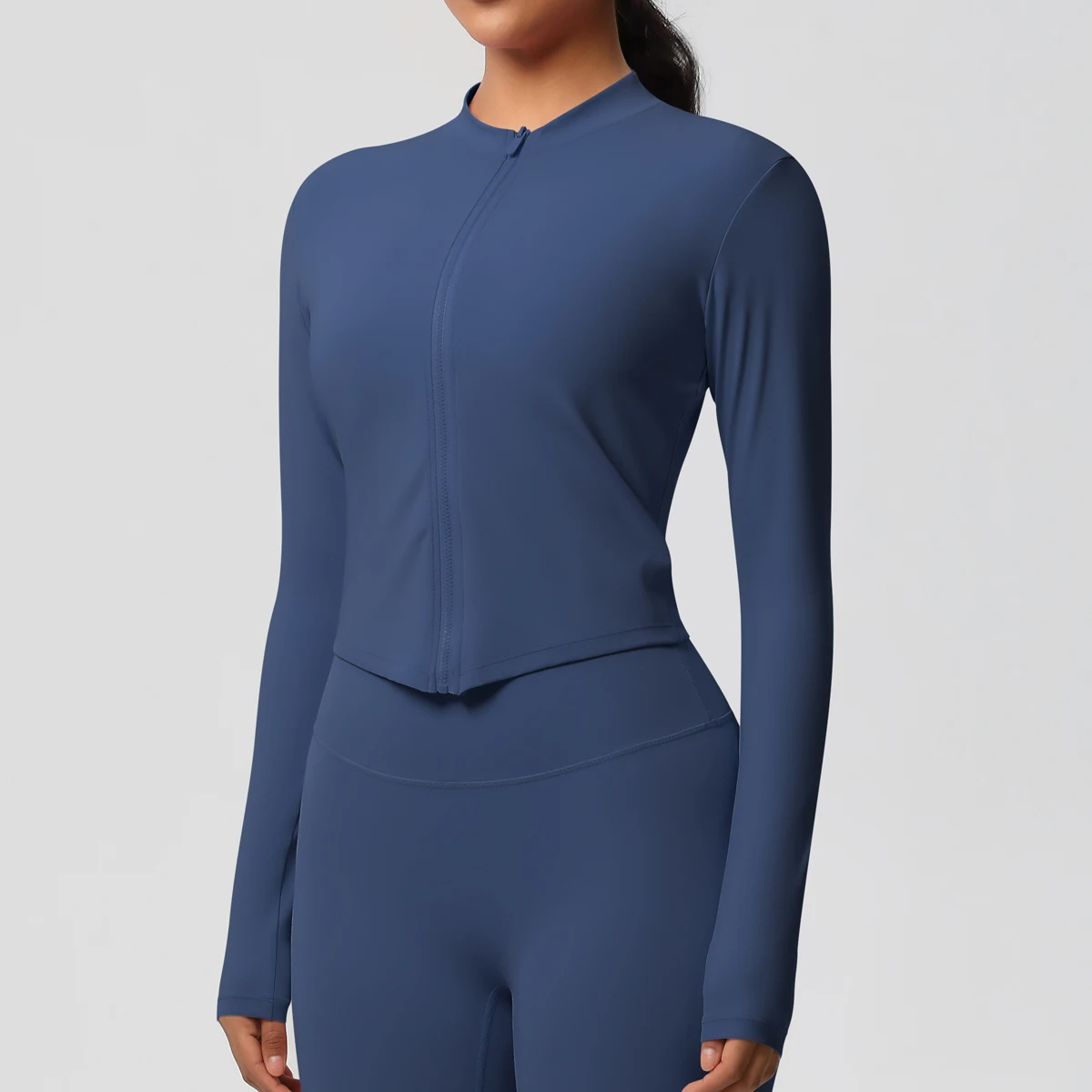 Zipper Jacket Women Crop Top Seamless Yoga Jacket Solid Sports Top Long Sleeve Running Shirts Quick Dry Fitness Gym Sport Wear