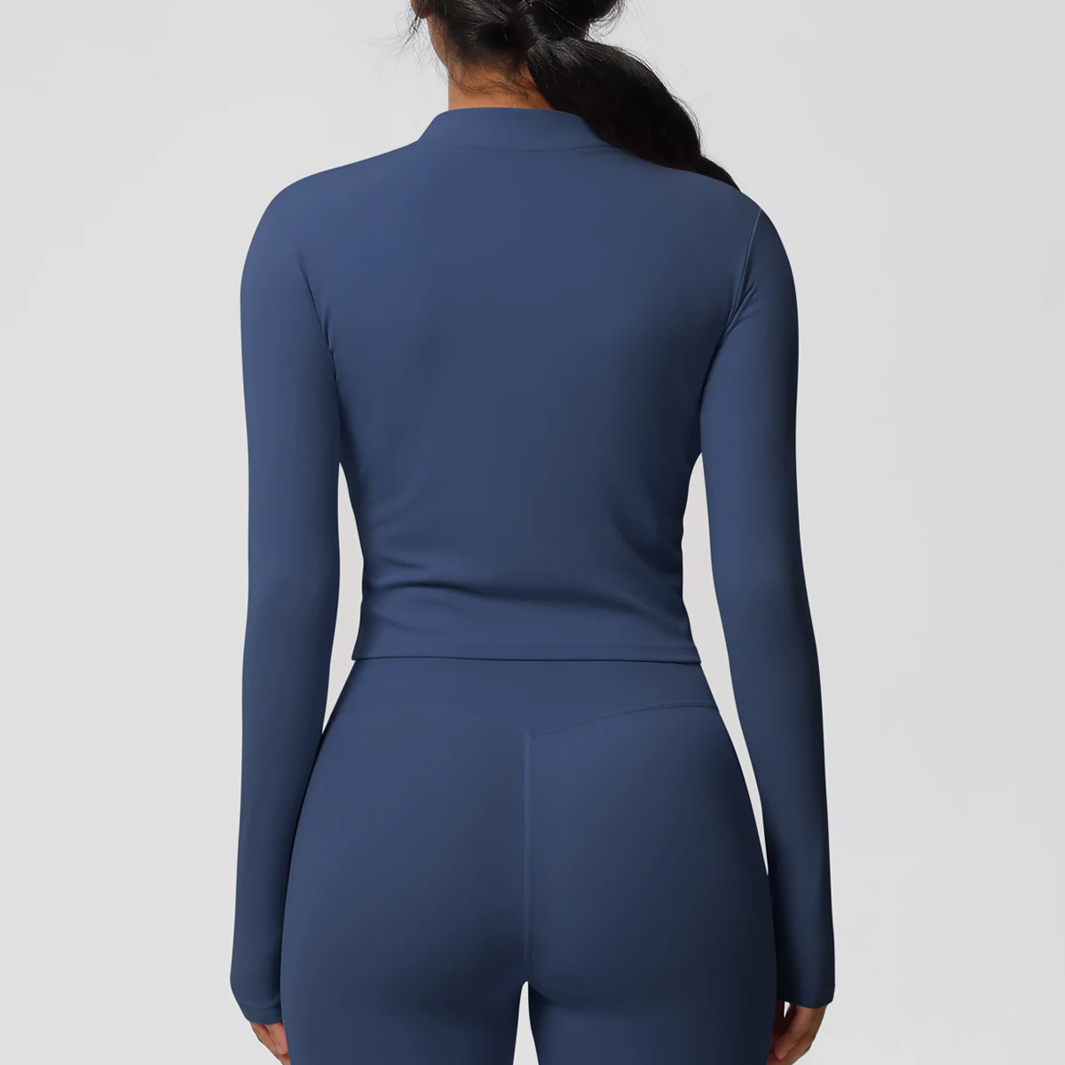 Zipper Jacket Women Crop Top Seamless Yoga Jacket Solid Sports Top Long Sleeve Running Shirts Quick Dry Fitness Gym Sport Wear