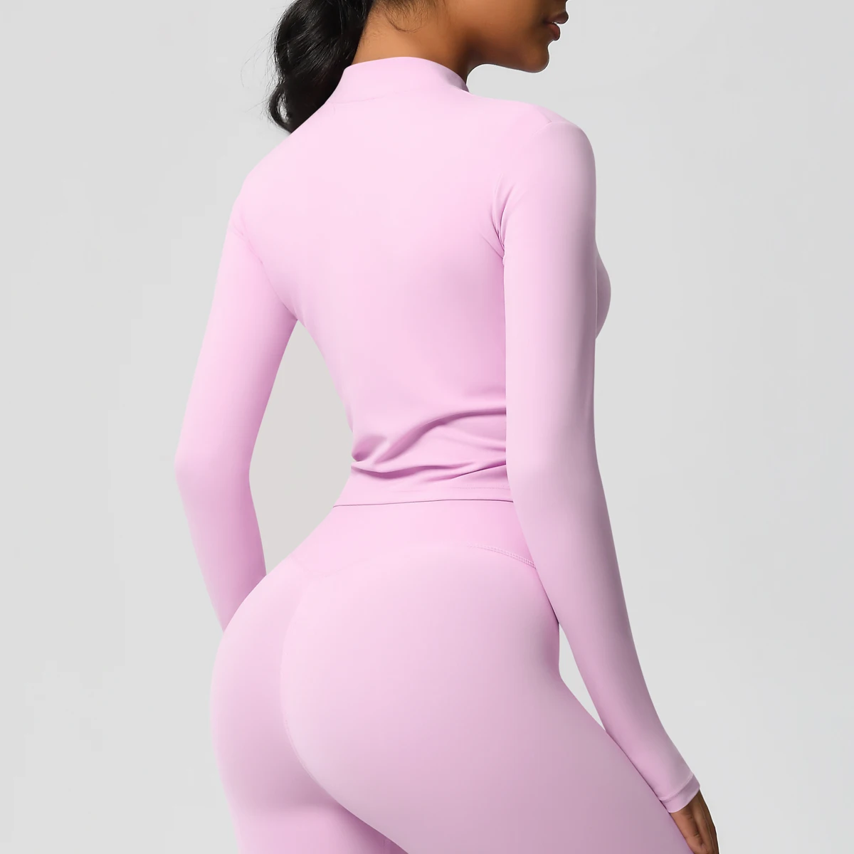 Zipper Jacket Women Crop Top Seamless Yoga Jacket Solid Sports Top Long Sleeve Running Shirts Quick Dry Fitness Gym Sport Wear