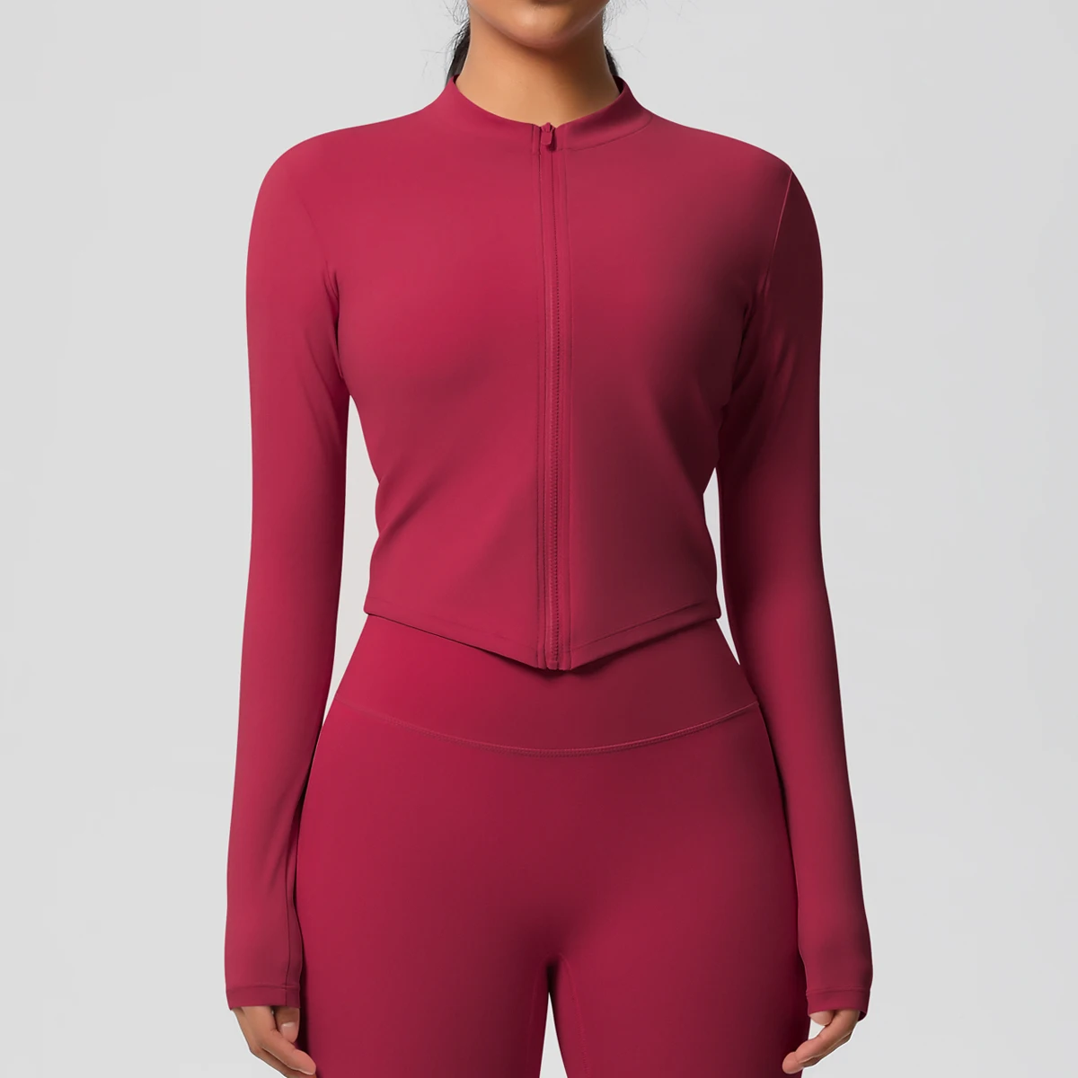 Zipper Jacket Women Crop Top Seamless Yoga Jacket Solid Sports Top Long Sleeve Running Shirts Quick Dry Fitness Gym Sport Wear
