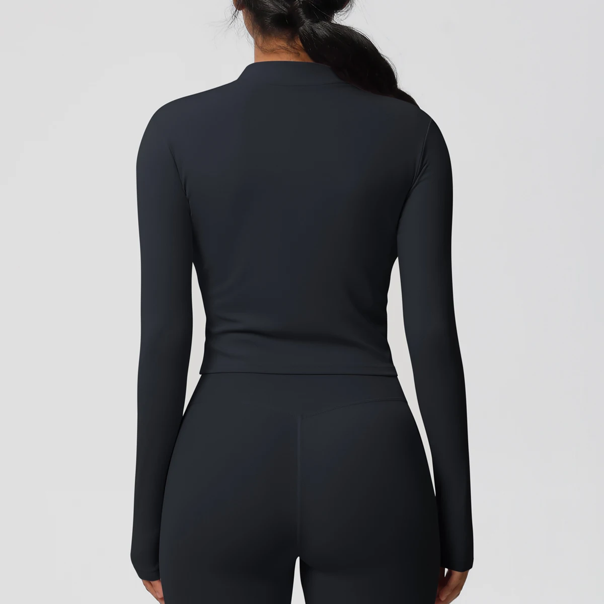 Zipper Jacket Women Crop Top Seamless Yoga Jacket Solid Sports Top Long Sleeve Running Shirts Quick Dry Fitness Gym Sport Wear