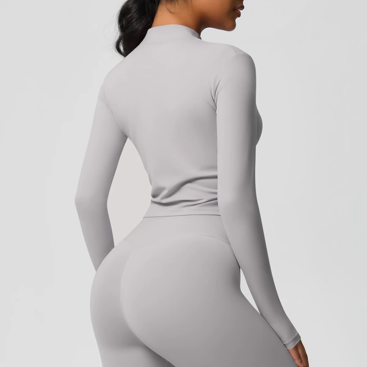 Zipper Jacket Women Crop Top Seamless Yoga Jacket Solid Sports Top Long Sleeve Running Shirts Quick Dry Fitness Gym Sport Wear