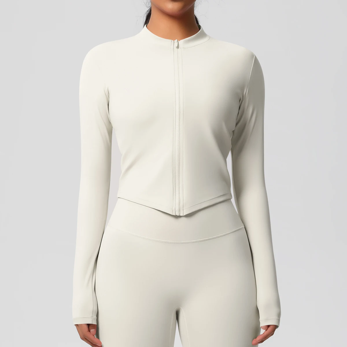 Zipper Jacket Women Crop Top Seamless Yoga Jacket Solid Sports Top Long Sleeve Running Shirts Quick Dry Fitness Gym Sport Wear