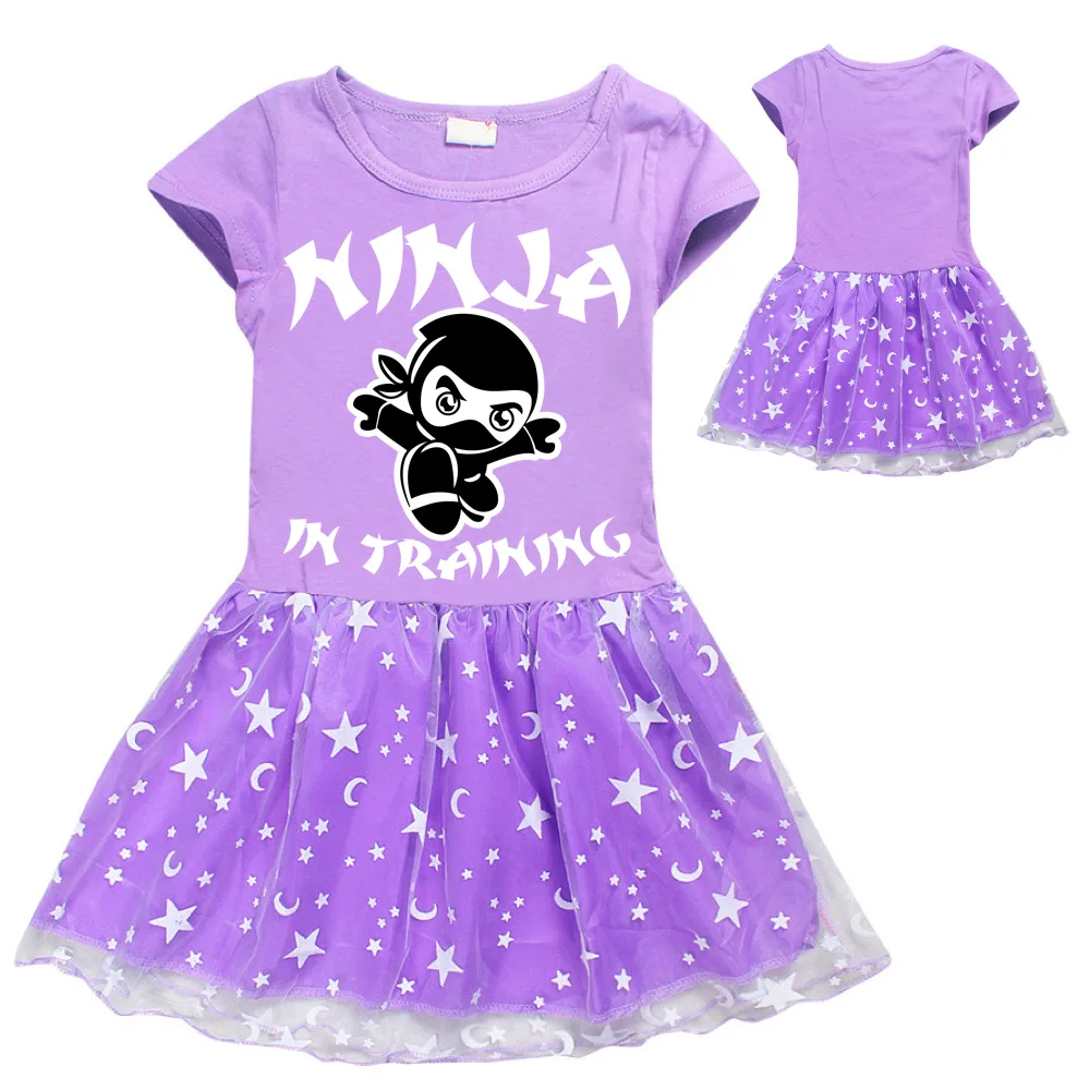 Ninja Kidz Kids Dress New Children Clothing for Girls Short Sleeve Cartoon Birthday Party Princess Dresses Summer Girls Dres