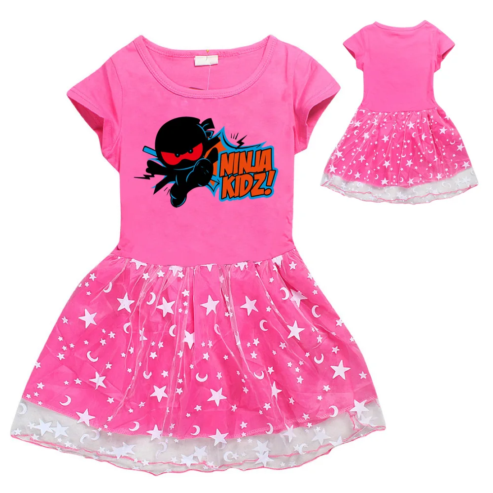 Ninja Kidz Kids Dress New Children Clothing for Girls Short Sleeve Cartoon Birthday Party Princess Dresses Summer Girls Dres