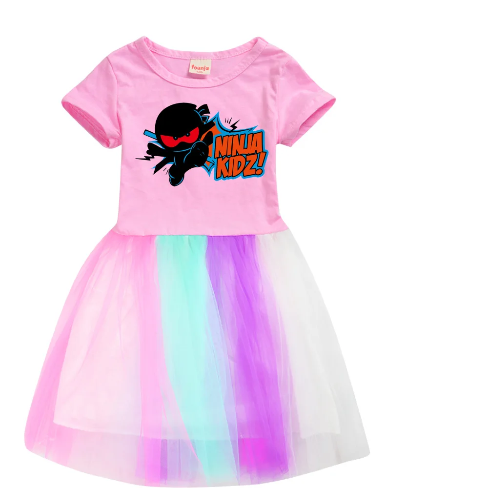 Ninja Kidz Kids Dress New Children Clothing for Girls Short Sleeve Cartoon Birthday Party Princess Dresses Summer Girls Dres