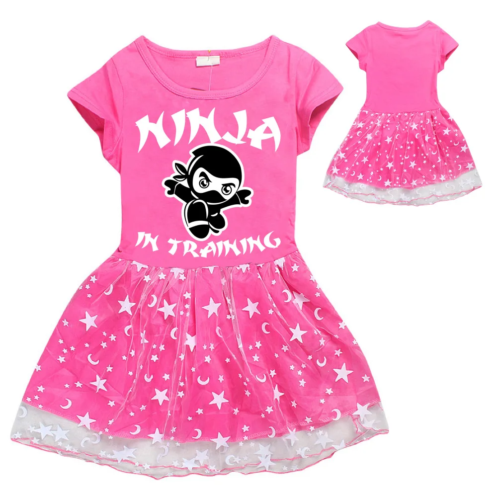 Ninja Kidz Kids Dress New Children Clothing for Girls Short Sleeve Cartoon Birthday Party Princess Dresses Summer Girls Dres
