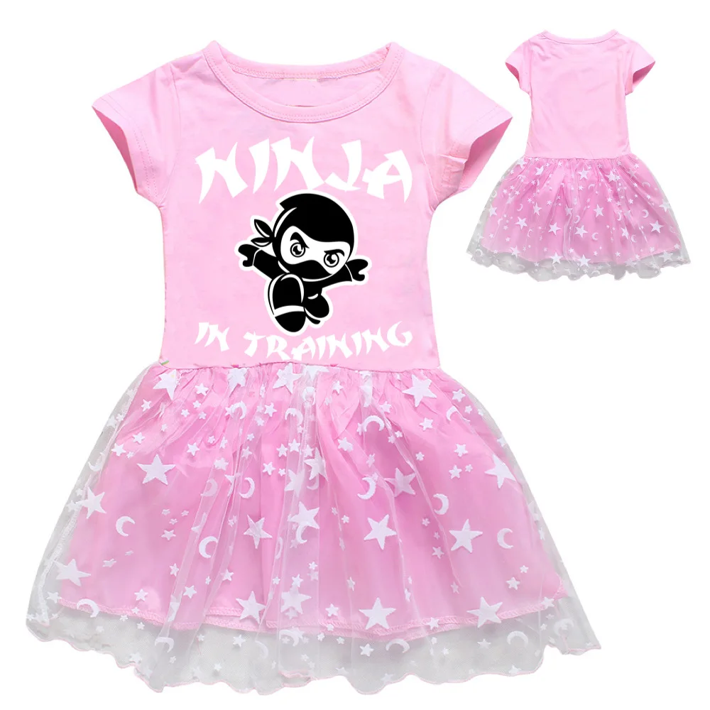 Ninja Kidz Kids Dress New Children Clothing for Girls Short Sleeve Cartoon Birthday Party Princess Dresses Summer Girls Dres