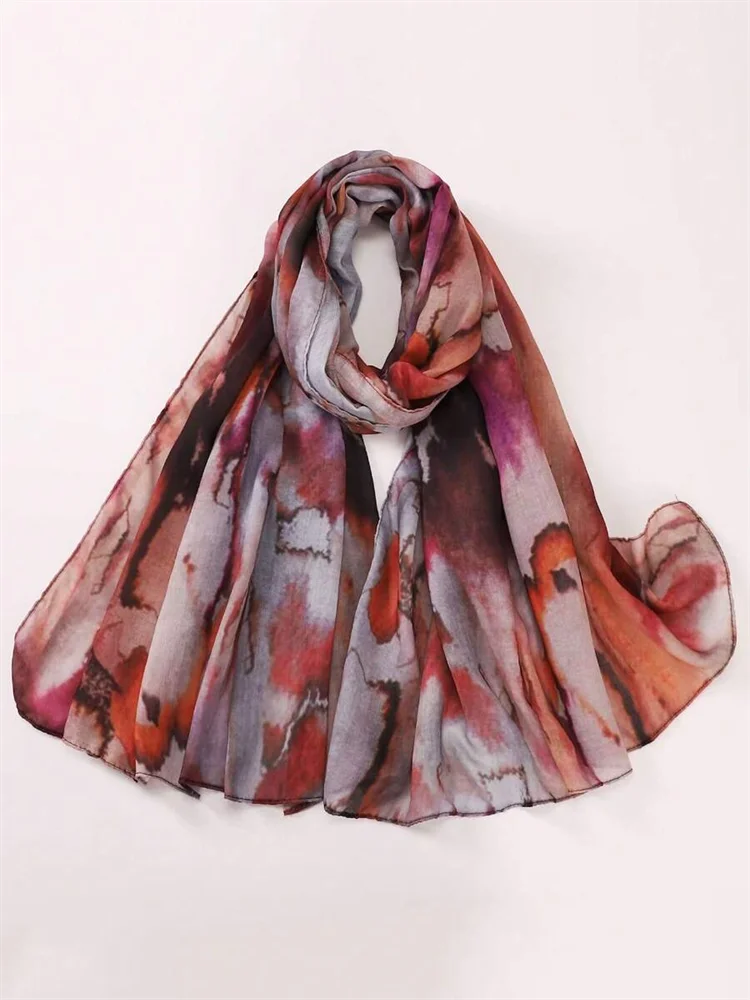 1Pcs Fashion Watercolor Print Hijab Islam Ramadan Women Bohemian Soft Muslim Hijabs Foulard Femme Shawl Wrap Scarf Headscarf
