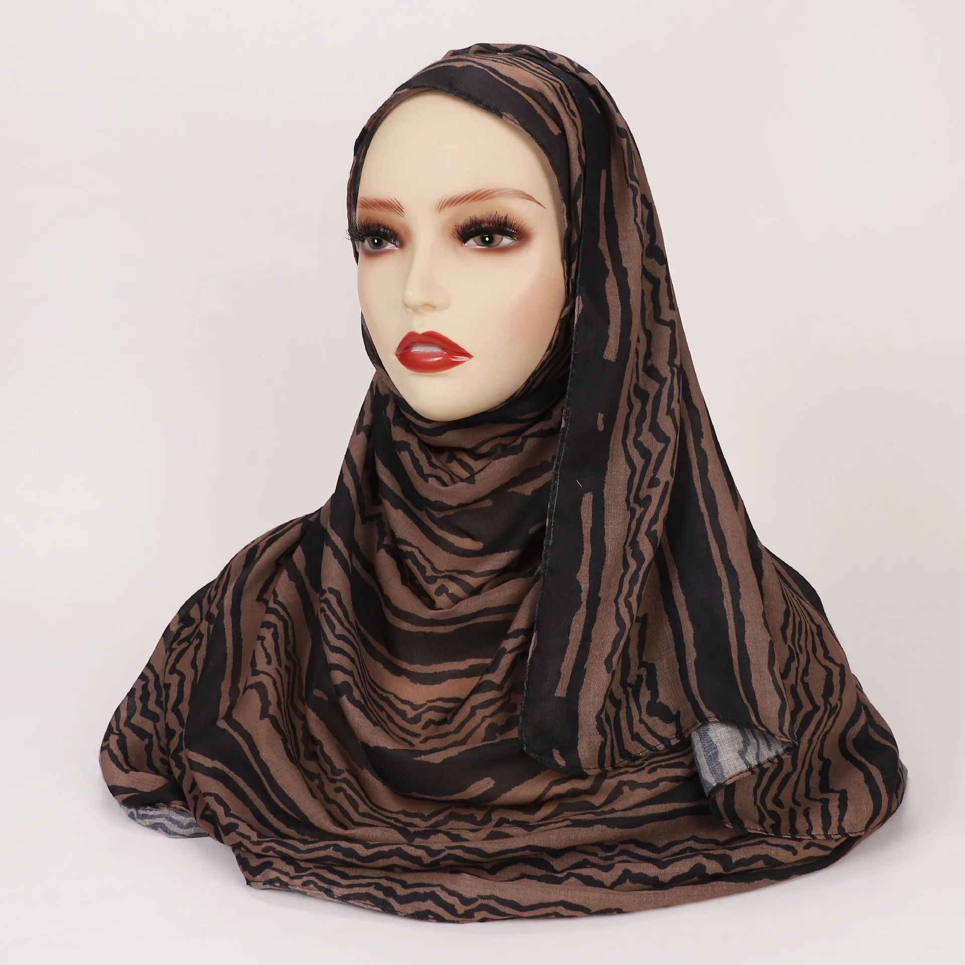 1Pcs Fashion Watercolor Print Hijab Islam Ramadan Women Bohemian Soft Muslim Hijabs Foulard Femme Shawl Wrap Scarf Headscarf