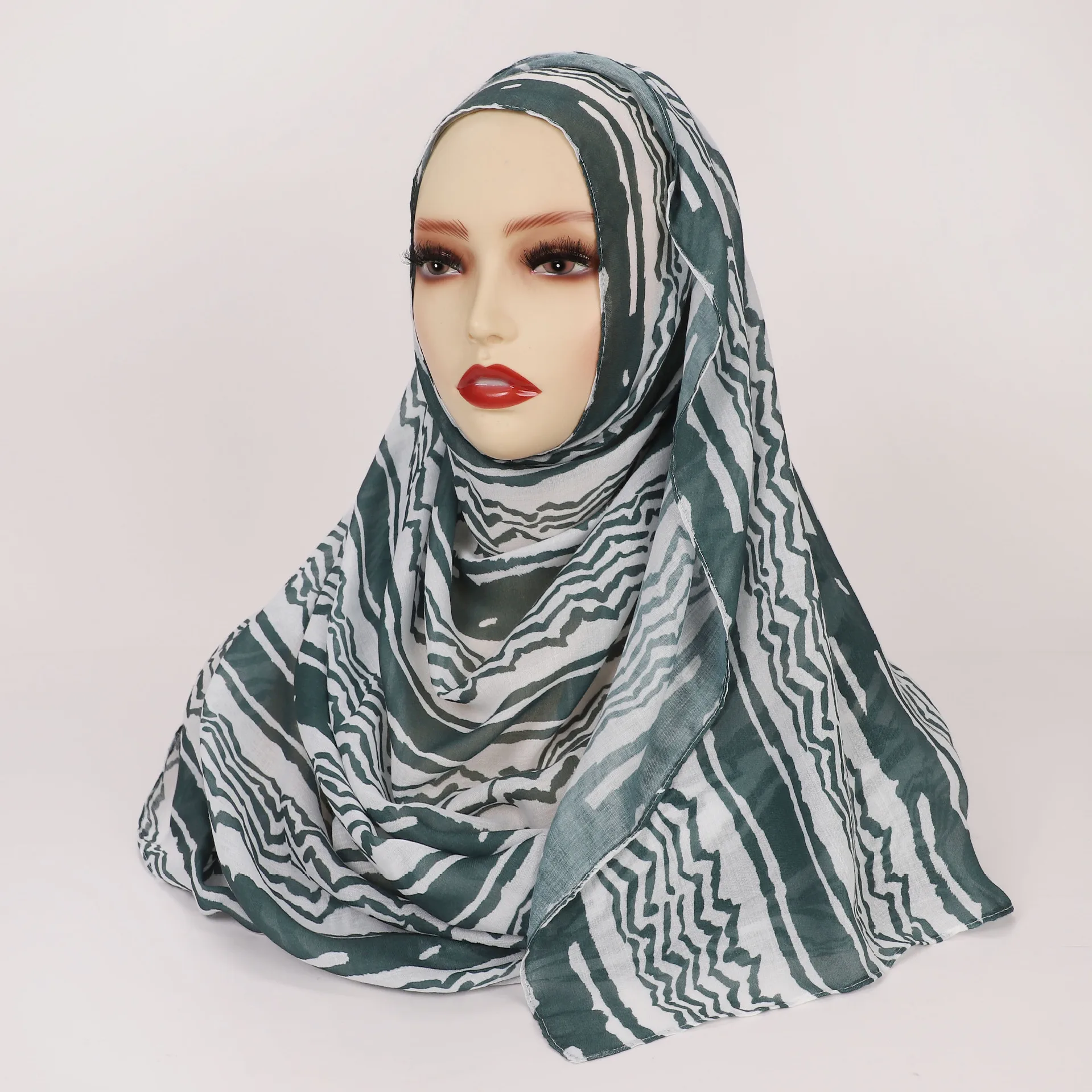 1Pcs Fashion Watercolor Print Hijab Islam Ramadan Women Bohemian Soft Muslim Hijabs Foulard Femme Shawl Wrap Scarf Headscarf