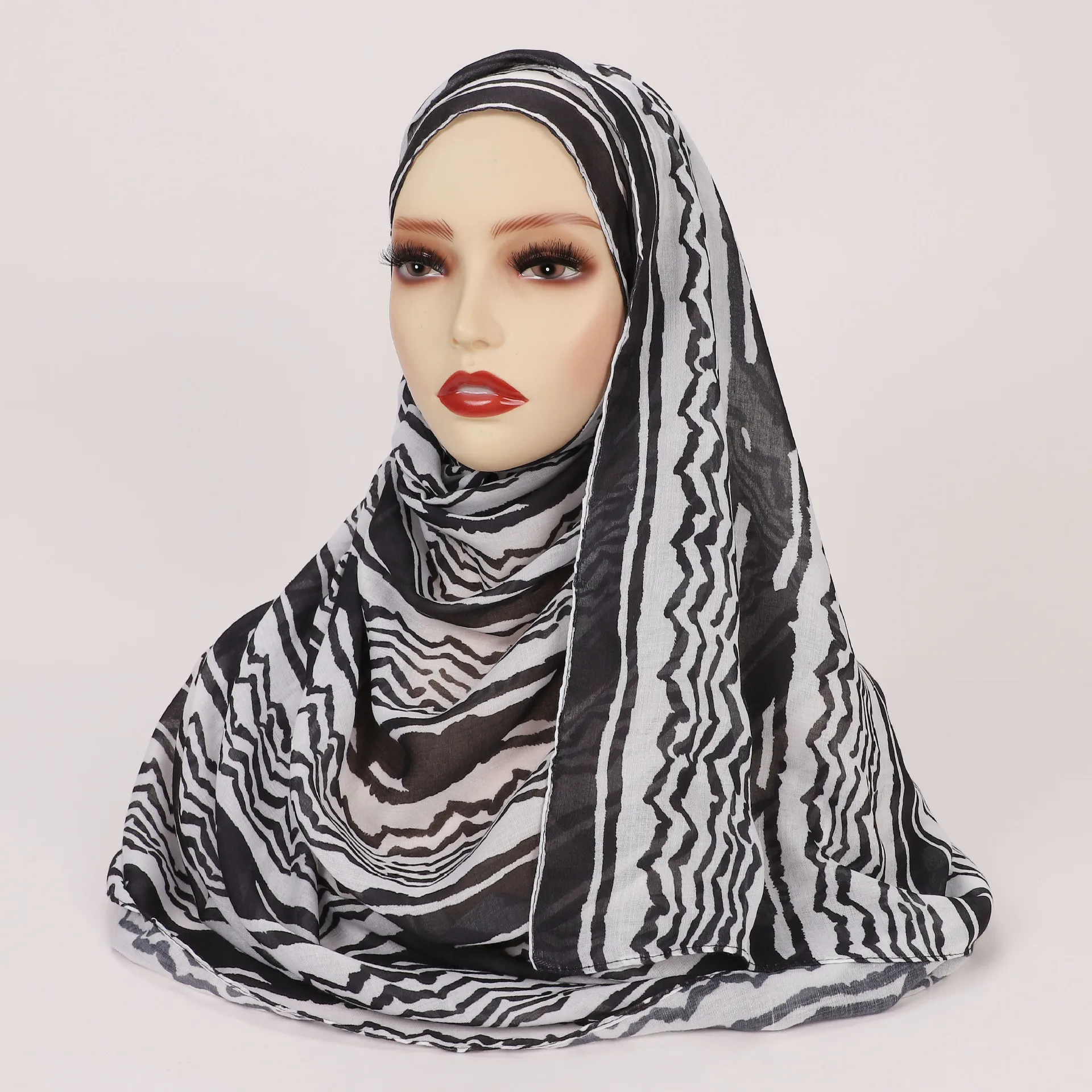 1Pcs Fashion Watercolor Print Hijab Islam Ramadan Women Bohemian Soft Muslim Hijabs Foulard Femme Shawl Wrap Scarf Headscarf