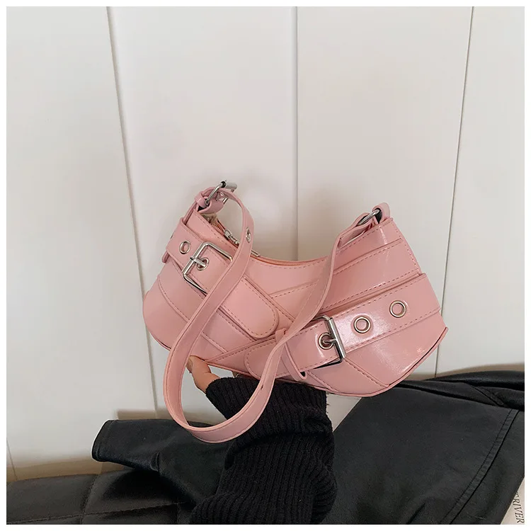 Gothic Punk Y2K Shoulder Bags for Women Fashion Pu Leather Ladies Underarm Bag Design Vintage Female Handbags Small Tote Purse
