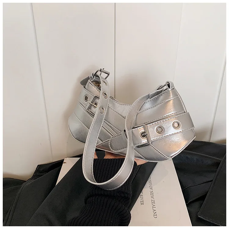 Gothic Punk Y2K Shoulder Bags for Women Fashion Pu Leather Ladies Underarm Bag Design Vintage Female Handbags Small Tote Purse