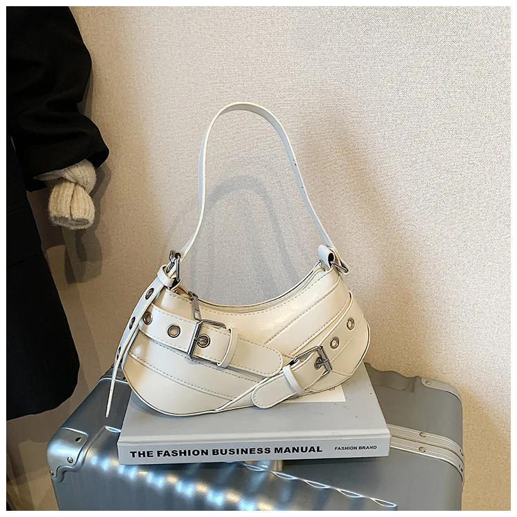 Gothic Punk Y2K Shoulder Bags for Women Fashion Pu Leather Ladies Underarm Bag Design Vintage Female Handbags Small Tote Purse