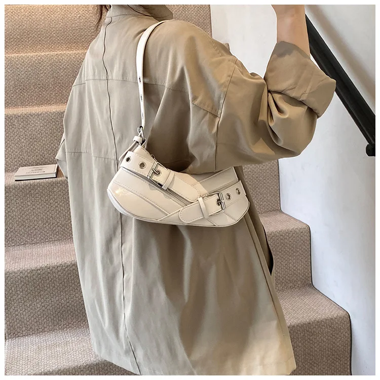 Gothic Punk Y2K Shoulder Bags for Women Fashion Pu Leather Ladies Underarm Bag Design Vintage Female Handbags Small Tote Purse