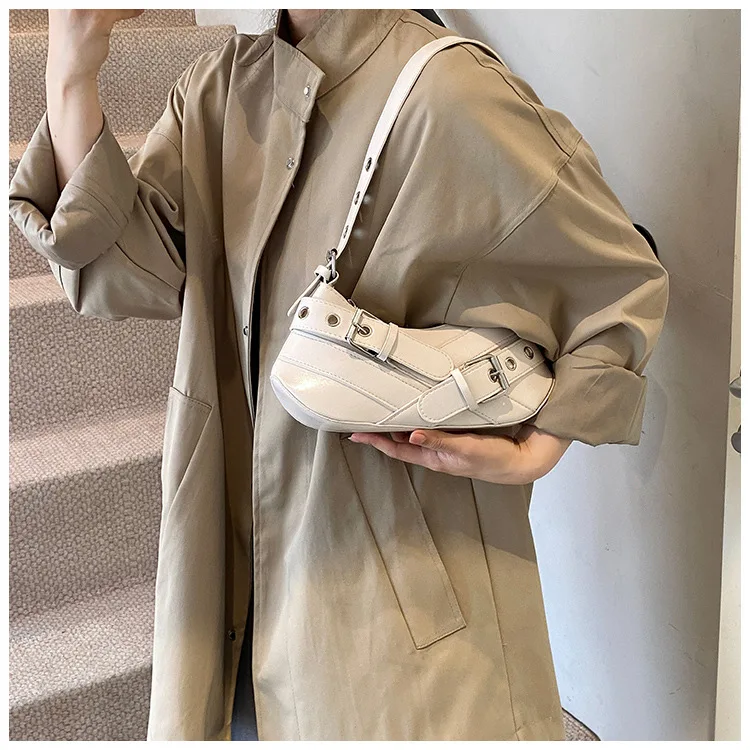 Gothic Punk Y2K Shoulder Bags for Women Fashion Pu Leather Ladies Underarm Bag Design Vintage Female Handbags Small Tote Purse