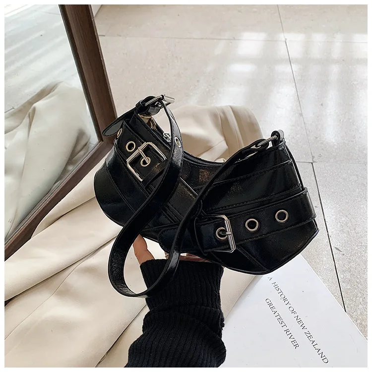 Gothic Punk Y2K Shoulder Bags for Women Fashion Pu Leather Ladies Underarm Bag Design Vintage Female Handbags Small Tote Purse