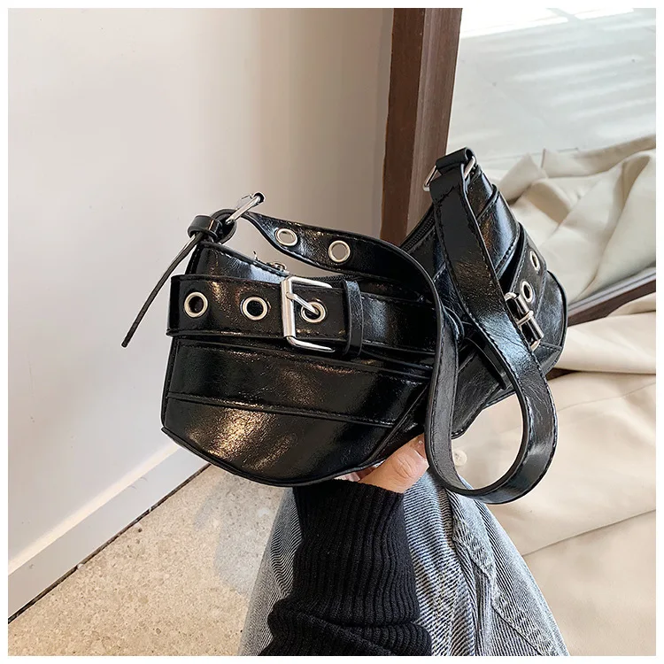 Gothic Punk Y2K Shoulder Bags for Women Fashion Pu Leather Ladies Underarm Bag Design Vintage Female Handbags Small Tote Purse