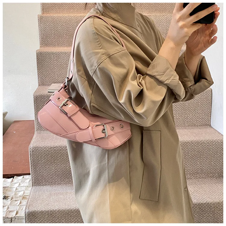 Gothic Punk Y2K Shoulder Bags for Women Fashion Pu Leather Ladies Underarm Bag Design Vintage Female Handbags Small Tote Purse
