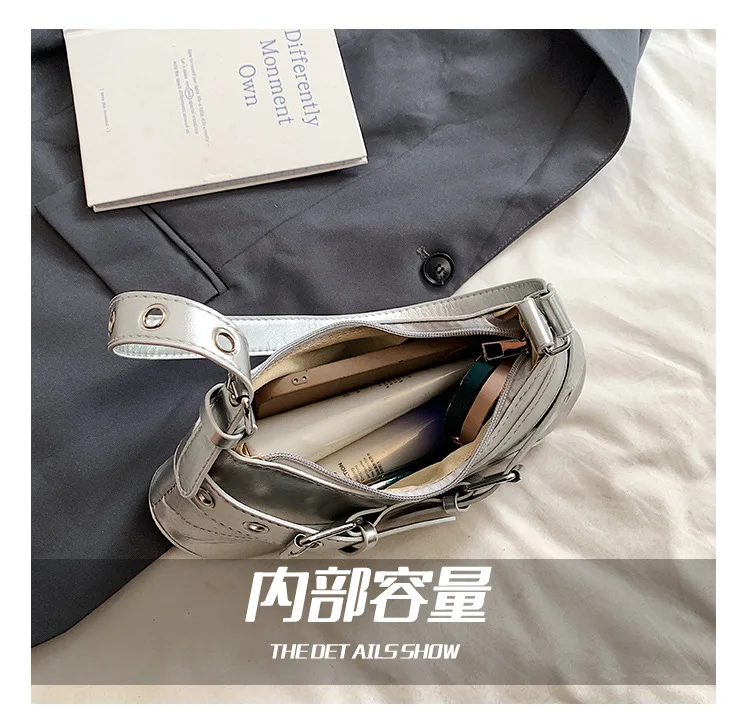 Gothic Punk Y2K Shoulder Bags for Women Fashion Pu Leather Ladies Underarm Bag Design Vintage Female Handbags Small Tote Purse