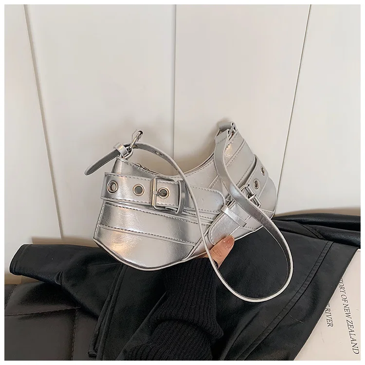 Gothic Punk Y2K Shoulder Bags for Women Fashion Pu Leather Ladies Underarm Bag Design Vintage Female Handbags Small Tote Purse