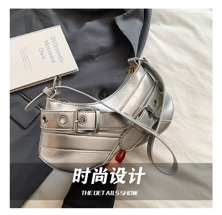 Gothic Punk Y2K Shoulder Bags for Women Fashion Pu Leather Ladies Underarm Bag Design Vintage Female Handbags Small Tote Purse