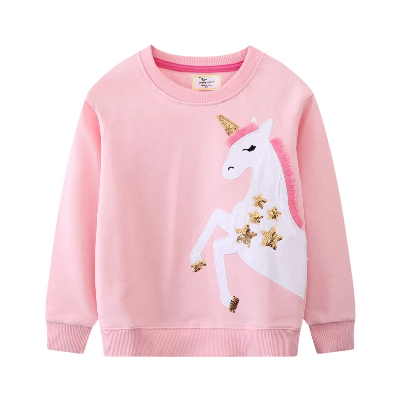 Jumping Meters 2-7T Rainbow Girls Sweatshirts Bunny Embroidery Long Sleeve Baby Hooded Sport Shirts Autumn Spring Clothes