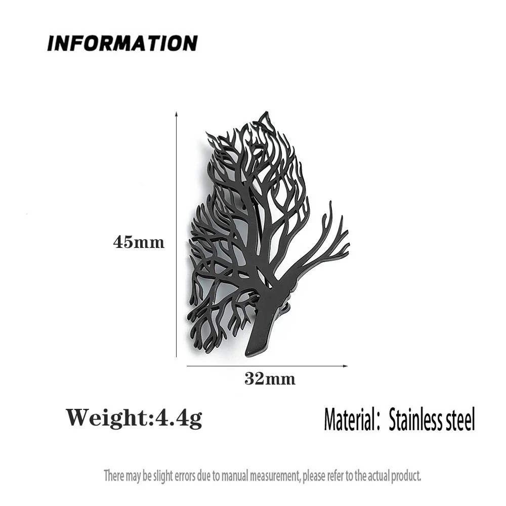 Creative animal hollow owl tree of life stainless steel gold-plated 18K brooch, black suit accessories, wedding matching set