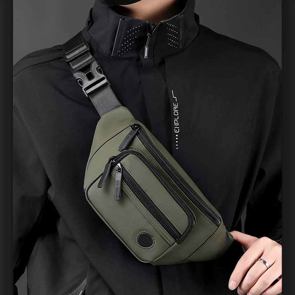 Men Waist Belt Bag Fanny Pack Multi-pocket Motorcycle Rider Outdoor Sports Climb Casual Nylon Male Sling Chest Bum Hip Bags
