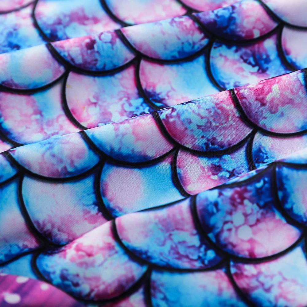 Summer Children Girls Fish Scale Print Tank One Piece Swimsuit, Kids Beach Bathing Suit, Swimwear for 3-12 Years, Girl Clohthes