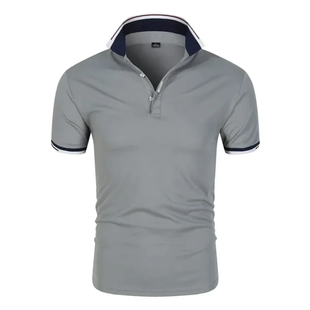 Summer Men Polo Men Shirt Short Sleeve Polo Shirt Contrast Color Polo New Clothing Streetwear Casual Fashion Men Collar Tops