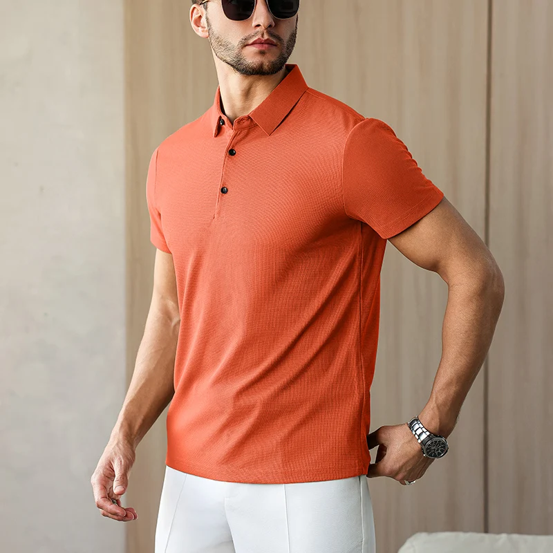 New Men's Business Casual Short Sleeved Shirt Solid Color Polo Shirt Fashionable Breathable Comfortable Versatile Top