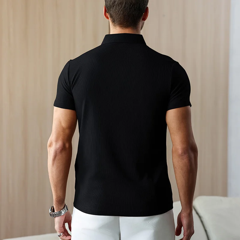 New Men's Business Casual Short Sleeved Shirt Solid Color Polo Shirt Fashionable Breathable Comfortable Versatile Top
