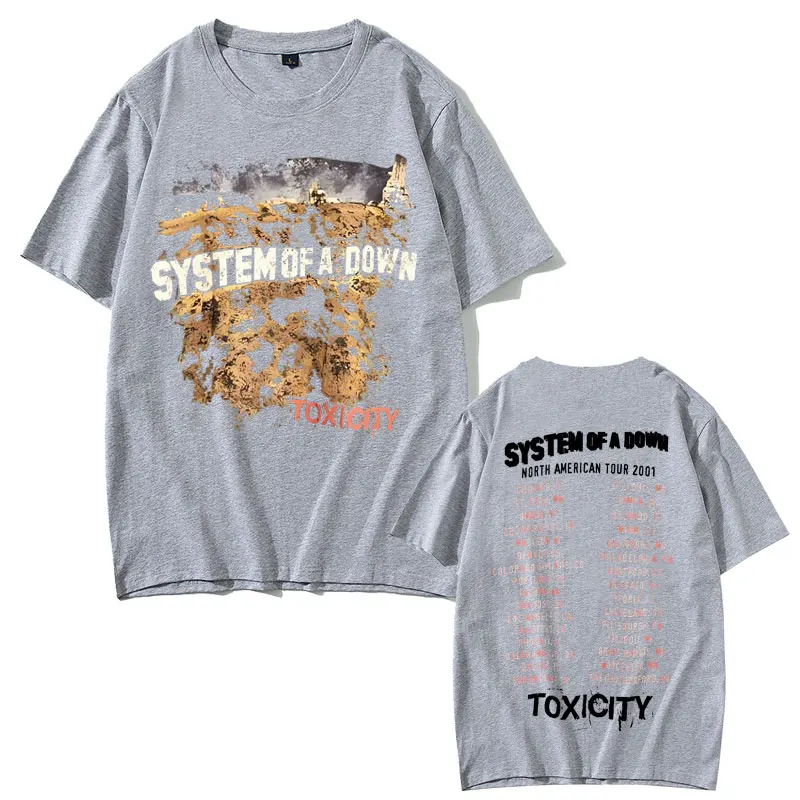 Vintage Rock Band System of A Down Toxicity Tour T Shirt Men Women Gothic Punk Rock T-shirts Men's Hip Hop Oversized T Shirts