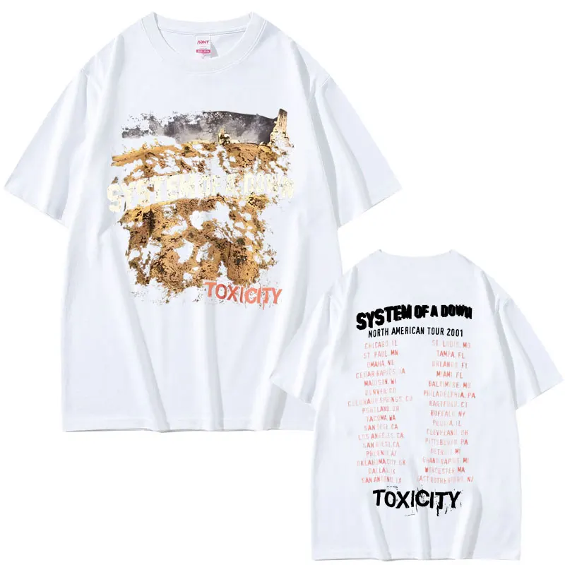 Vintage Rock Band System of A Down Toxicity Tour T Shirt Men Women Gothic Punk Rock T-shirts Men's Hip Hop Oversized T Shirts