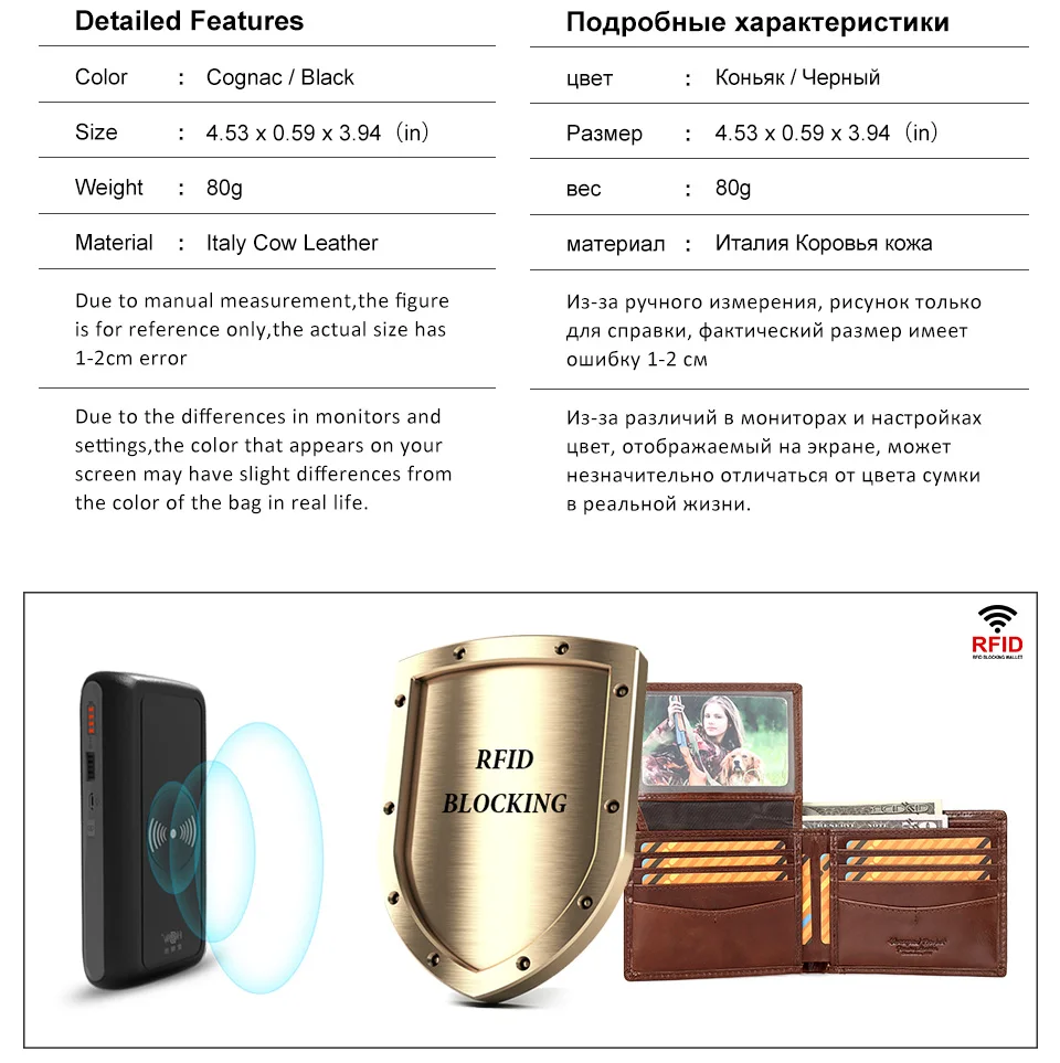 KAVIS 100% Genuine Leather Short Purse Business RFID Protect Credit Card Holder Clutch For Men With Anti-theft Chain Wallet