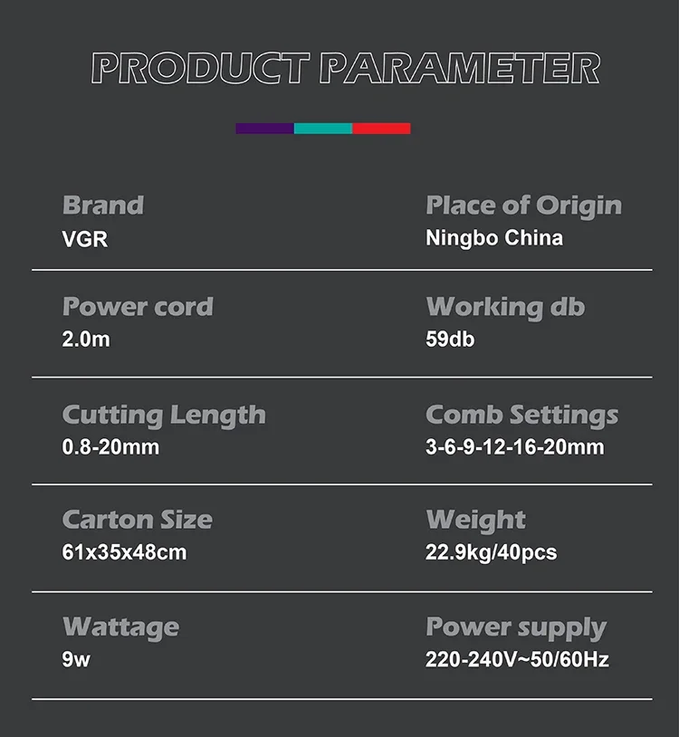 VGR Hair Cutting Machine Electric Hair Clipper Professional Hair Trimmer Adjustable Haircut Machine Wired Trimmer for Men V-127