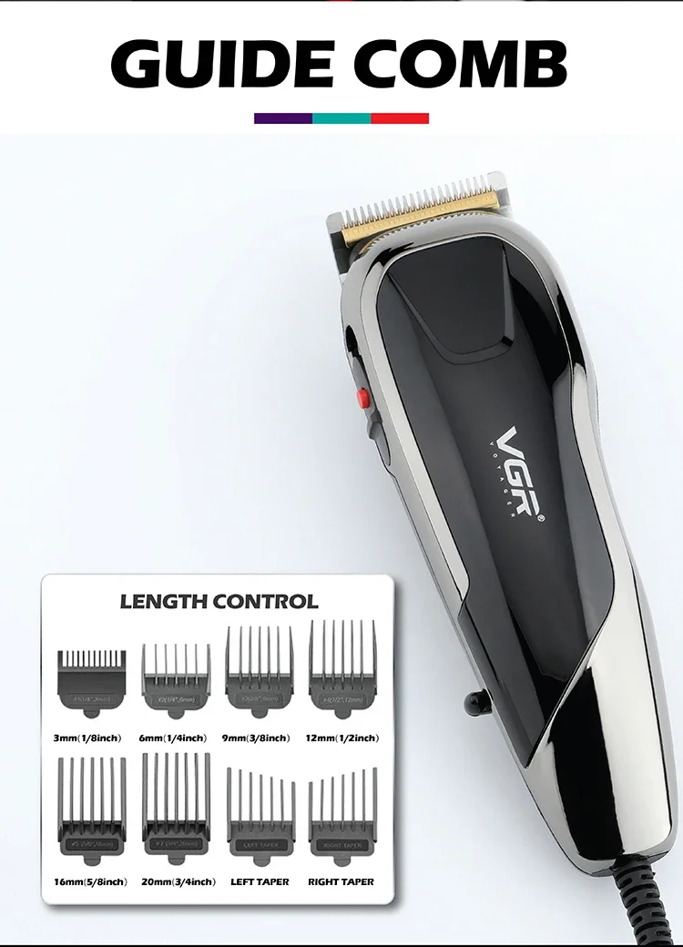 VGR Hair Cutting Machine Electric Hair Clipper Professional Hair Trimmer Adjustable Haircut Machine Wired Trimmer for Men V-127